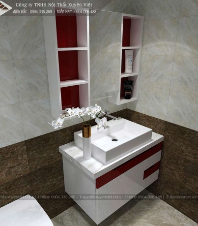 Tủ lavabo treo tường kèm tủ gương đa năng XVL723