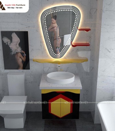 Tủ lavabo treo tường sơn men bóng ô tô XVL863