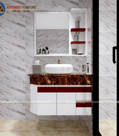 Tủ chậu lavabo treo tường tone đỏ nổi bật XVL793