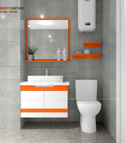 Tủ chậu lavabo XVL884 tone cam nổi bật