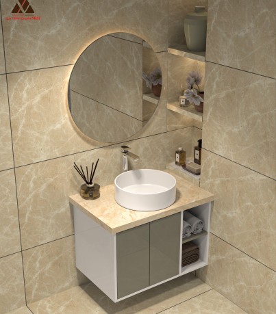 Tủ lavabo treo tường tone ghi sang trọng XVL991