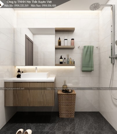 Bộ tủ chậu lavabo giả vân gỗ hiện đại XVL696