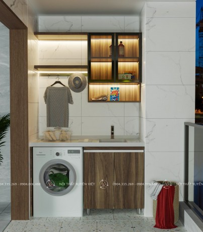 Tủ máy giặt vân gỗ sang trọng mã XVTMG-033