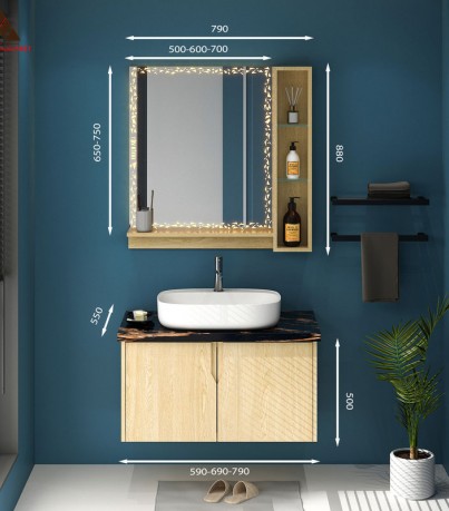 Tủ Lavabo treo tường T0179-9 Laminate vân gỗ tự nhiên