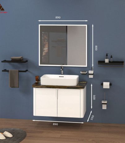 Tủ Lavabo treo tường T0189-1 tone màu trắng thanh lịch
