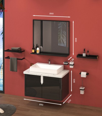 Tủ Lavabo T0189 - 2 tone màu đen sang trọng