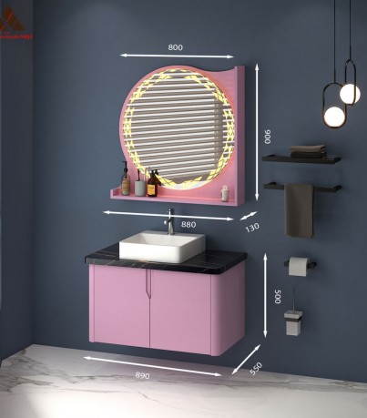 Tủ Lavabo có chân T0189 - 6 tone hồng kiêu sa