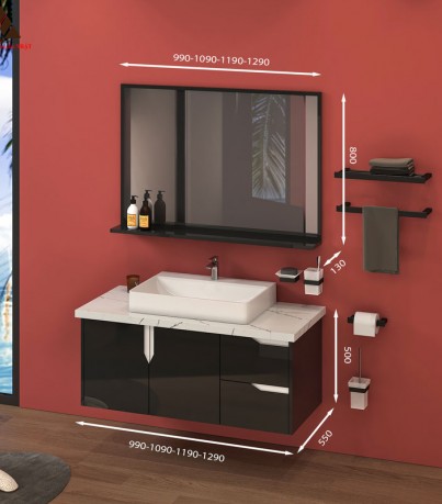 Tủ Lavabo T01119 - 2 tone đen sang trọng