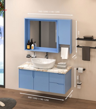 Tủ Lavabo treo tường T0199-4 tone màu xanh lơ đơn giản