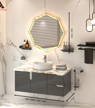 Tủ Lavabo treo tường tone ghi cá tính T0199-5