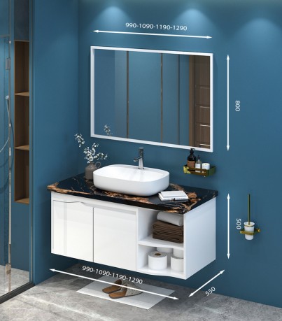 Tủ Lavabo treo tường T02129 - 1 tone màu trắng 