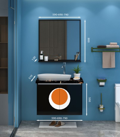 Tủ Lavabo treo tường T0479 - 2 tone màu đen sang trọng