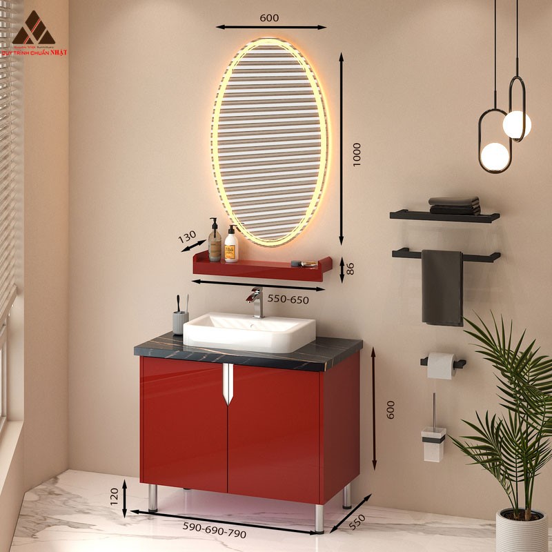 Tủ Lavabo C0169-7 tone màu đỏ đun quý phái