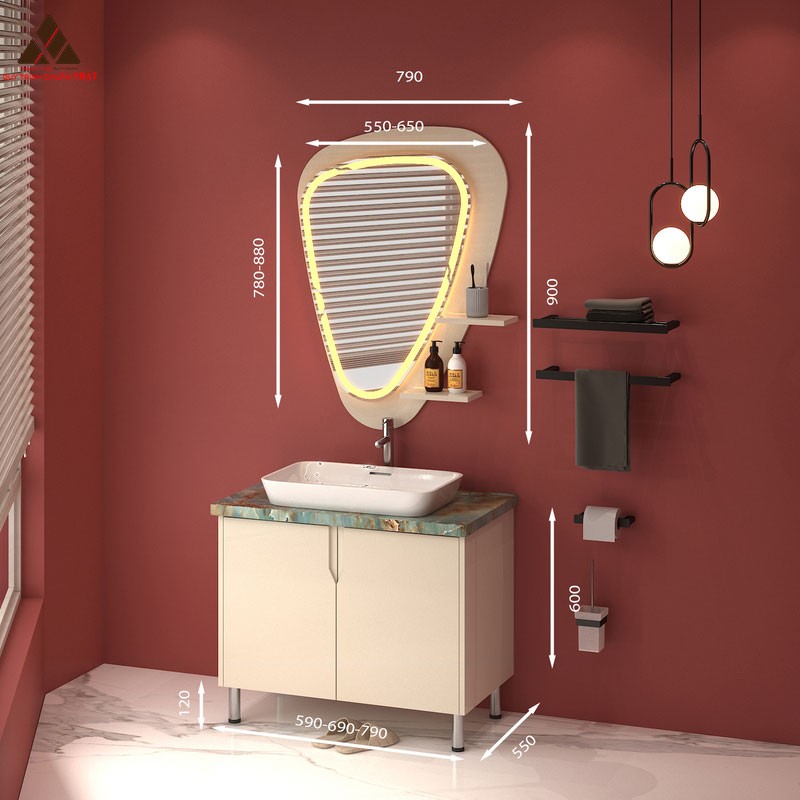Tủ Lavabo có chân C0179-8 tone màu kem tươi sáng