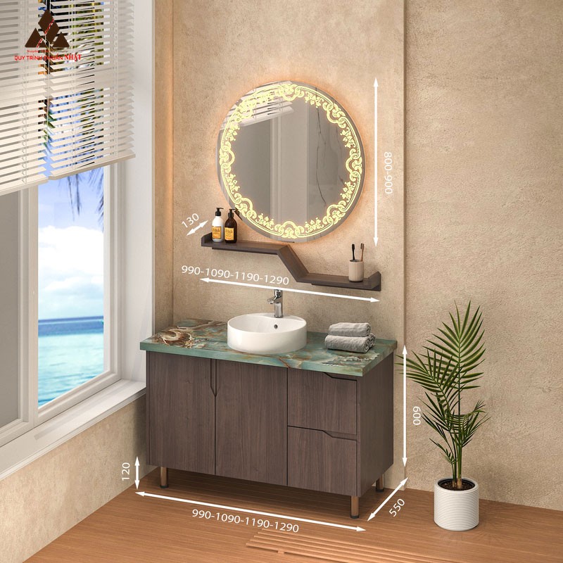 Tủ Lavabo chân đứng C01129 - 10 vân gỗ nâu trầm ấm