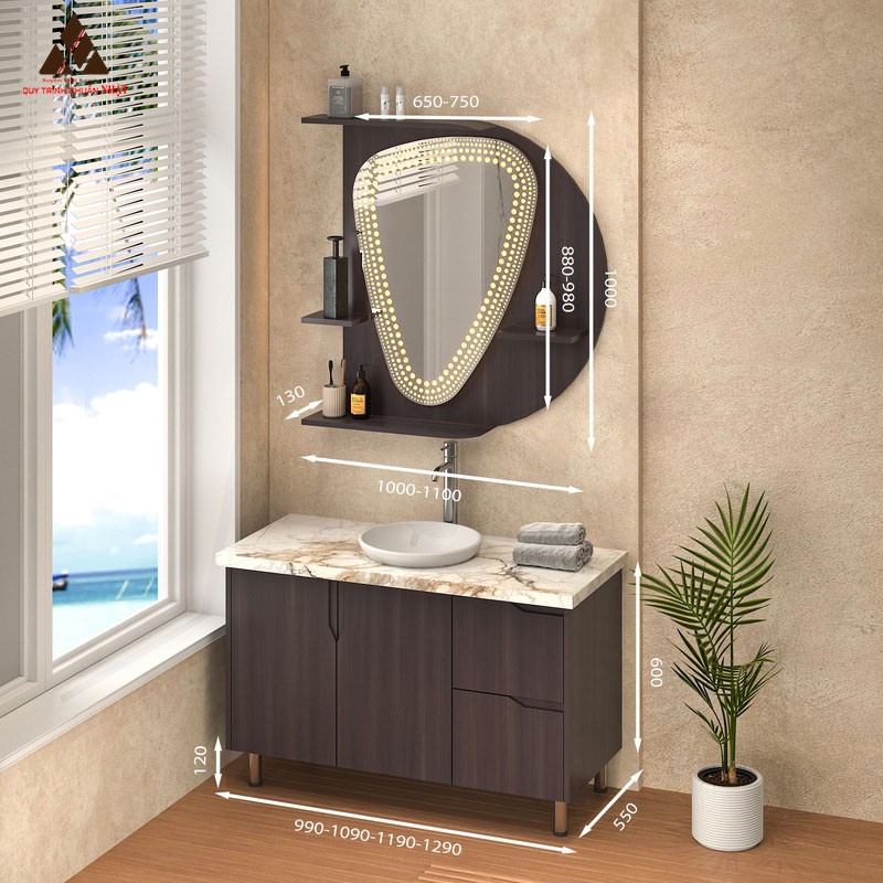  Tủ Lavabo chân đứng mã C01119 – 12  vân gỗ mộc mạc