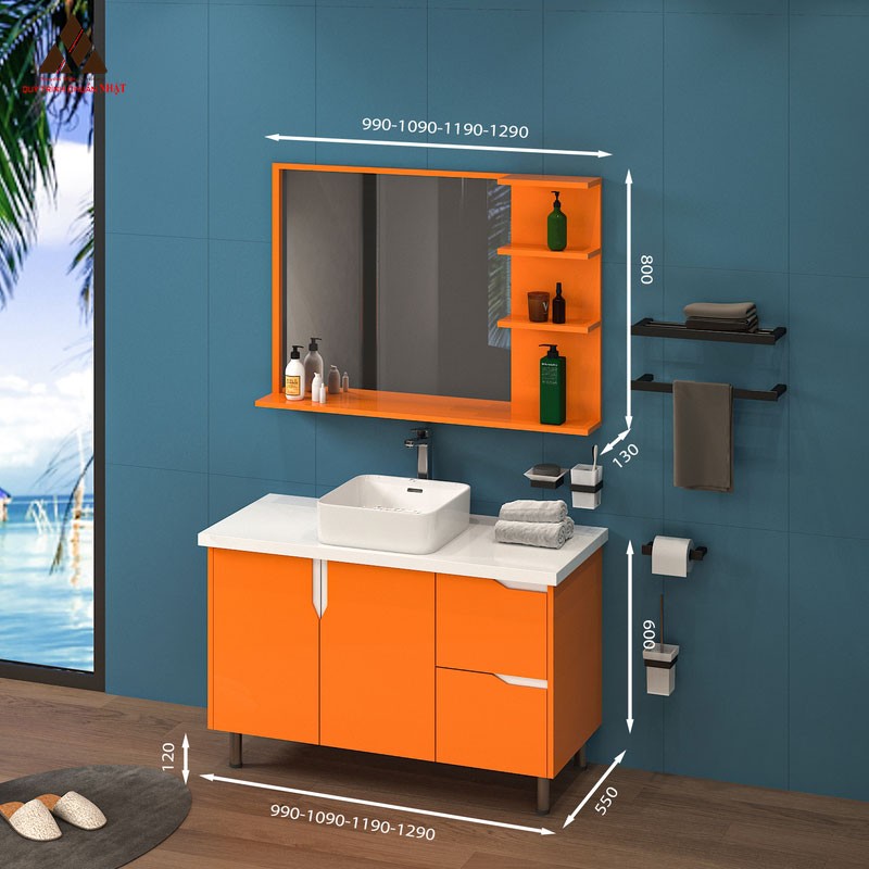 Tủ Lavabo C01109 - 3 tone cam trẻ trung