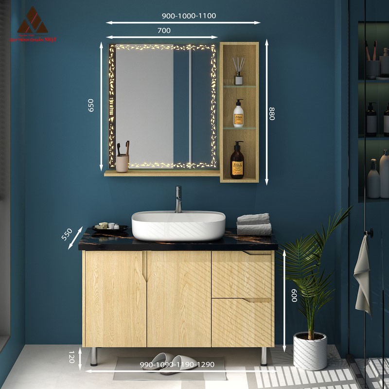 Tủ Lavabo C01119 - 9 Laminate vân gỗ tự nhiên