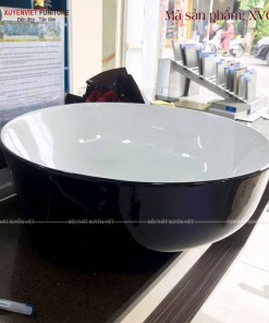 Chậu rửa lavabo đặt bàn hình tròn tông đen cuốn hút tại Xuyên Việt XVCT08
