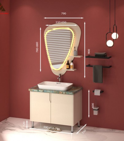 Tủ Lavabo C0169-8 tone màu kem đơn giản