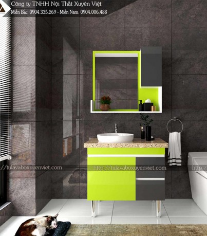 Bộ tủ lavabo tông xanh cốm LBK233 cực nổi bật