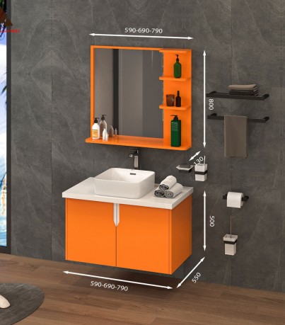 Tủ Lavabo treo tường T0179-3 màu cam nổi bật