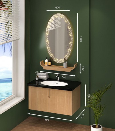 Tủ Lavabo treo tường họa tiết giả gỗ mã T0189-14 