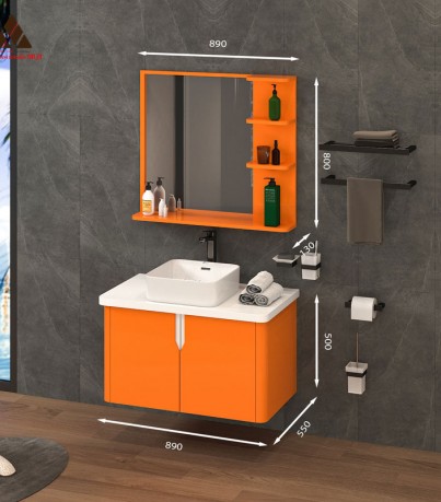 Tủ Lavabo treo tường T0189-3 màu cam nổi bật